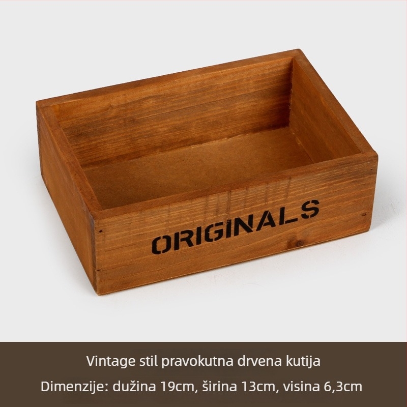 Drveni pladanj za posluživanje - kvadratni oblik, retro stil, površina ručno oslikana, logotip otisnut, mogućnost prilagodbe