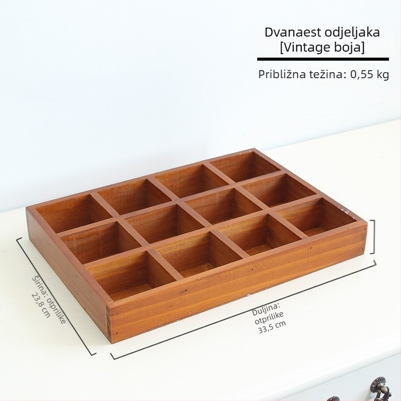Drveni pladanj za posluživanje - kvadratni oblik, retro stil, površina ručno oslikana, logotip otisnut, mogućnost prilagodbe