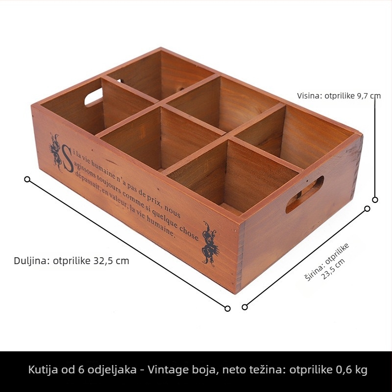Drveni pladanj za posluživanje - kvadratni oblik, retro stil, površina ručno oslikana, logotip otisnut, mogućnost prilagodbe