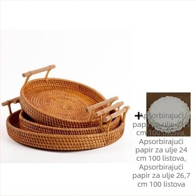 Ručni pleteni koš za voće i kruh od ratana, skandinavski jednostavni stil, pladanj od bambusa