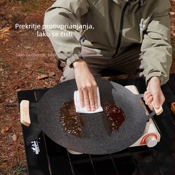 Songqin Željezna okrugla pločica za grill, lijevana – prenosna, 1,5 kg