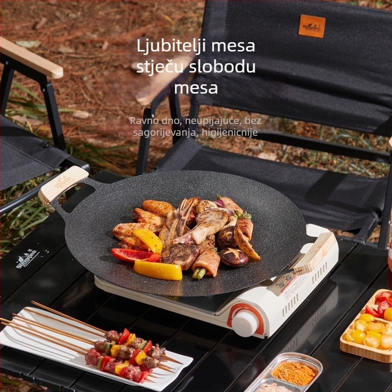 Songqin Željezna okrugla pločica za grill, lijevana – prenosna, 1,5 kg