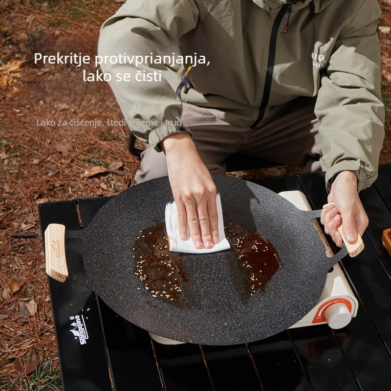 Songqin Željezna okrugla pločica za grill, lijevana – prenosna, 1,5 kg