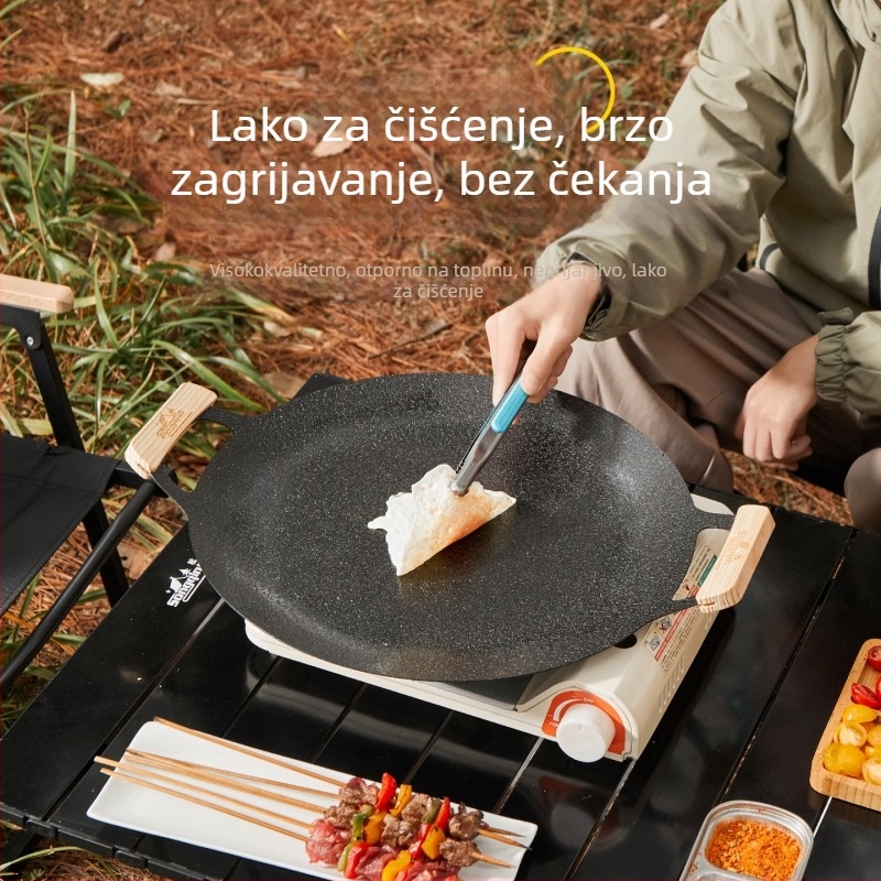 Songqin Željezna okrugla pločica za grill, lijevana – prenosna, 1,5 kg