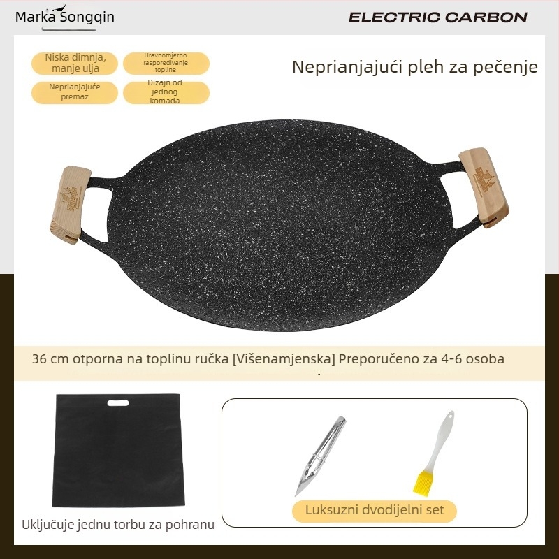 Songqin Željezna okrugla pločica za grill, lijevana – prenosna, 1,5 kg