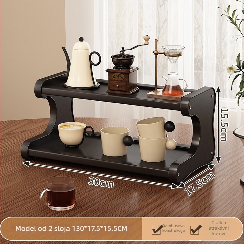 3-stupanjski stolni organizator za šalice i čajne setove, pomični i rastavljivi, otporni na vlagu, materijal Nanzhu