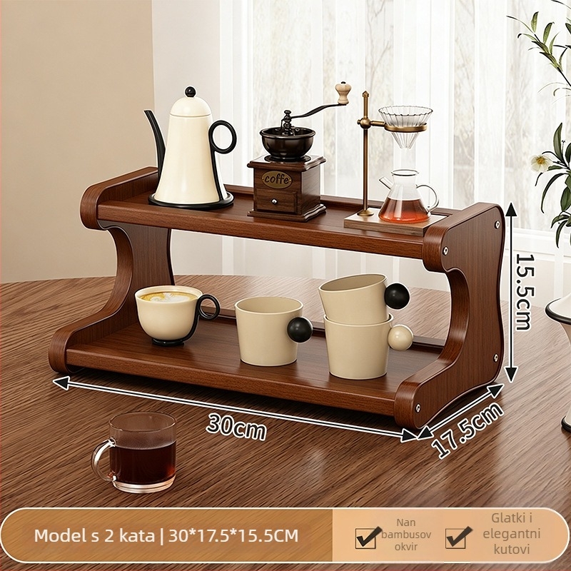 3-stupanjski stolni organizator za šalice i čajne setove, pomični i rastavljivi, otporni na vlagu, materijal Nanzhu