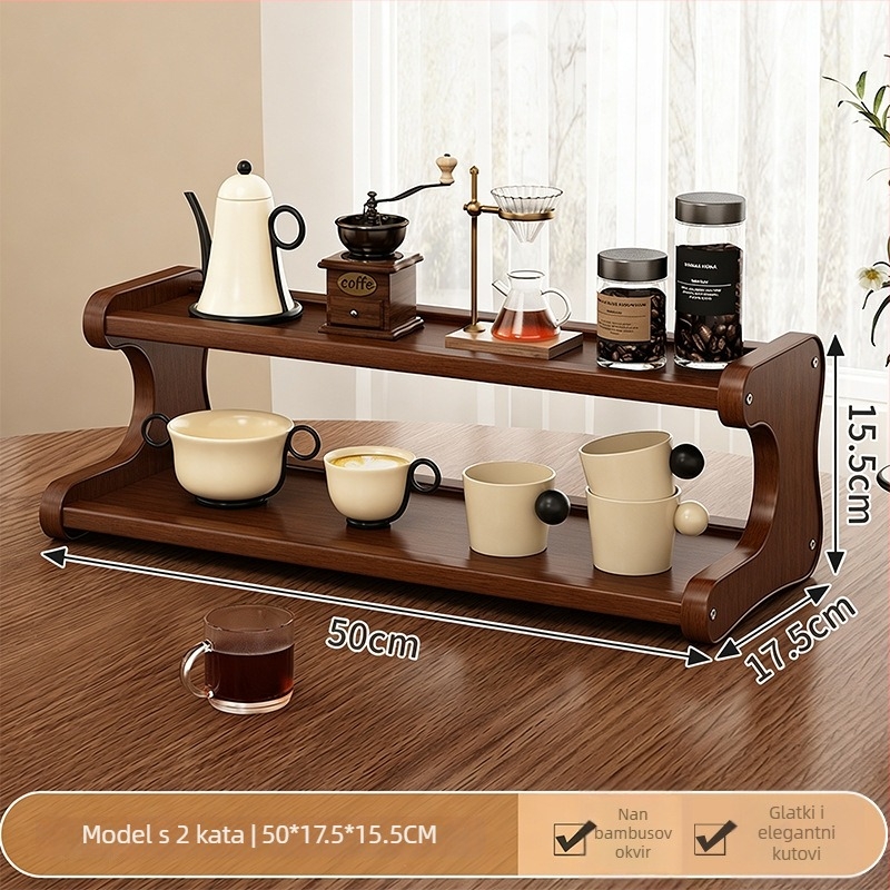 3-stupanjski stolni organizator za šalice i čajne setove, pomični i rastavljivi, otporni na vlagu, materijal Nanzhu