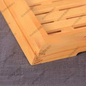 Drveni plitki pladanj za izlaganje, kvadratnog oblika, ručno oslikana površina, prilagodljiv logotip