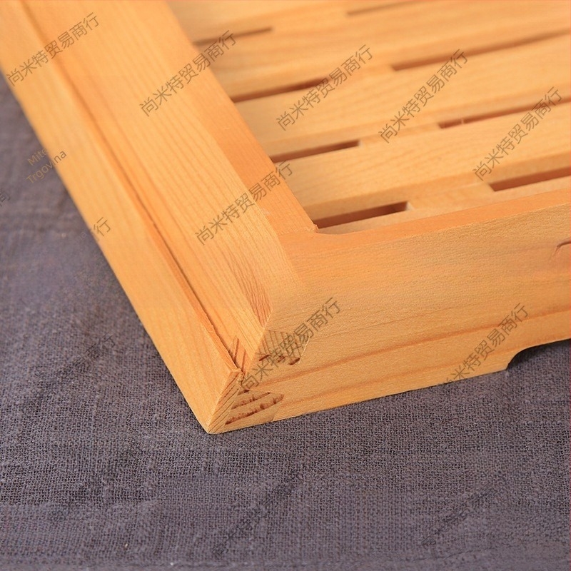 Drveni plitki pladanj za izlaganje, kvadratnog oblika, ručno oslikana površina, prilagodljiv logotip