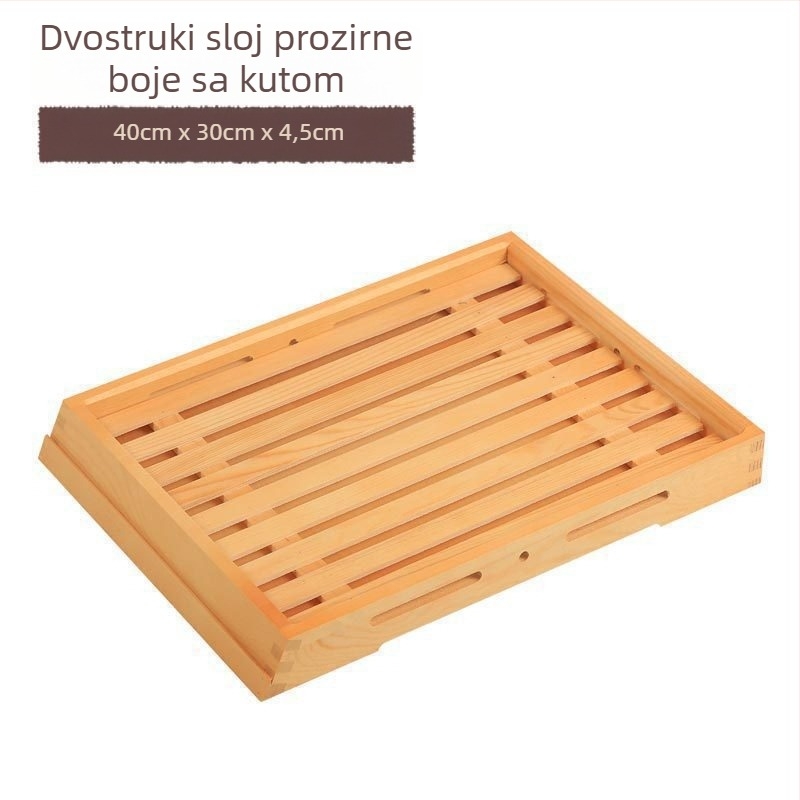 Drveni plitki pladanj za izlaganje, kvadratnog oblika, ručno oslikana površina, prilagodljiv logotip