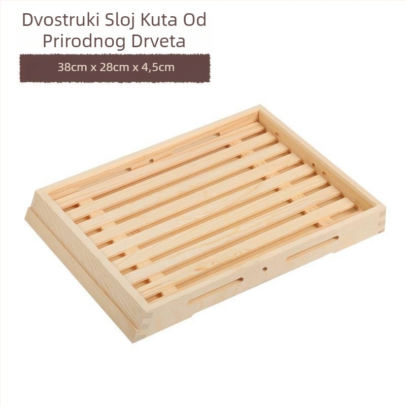 Drveni plitki pladanj za izlaganje, kvadratnog oblika, ručno oslikana površina, prilagodljiv logotip