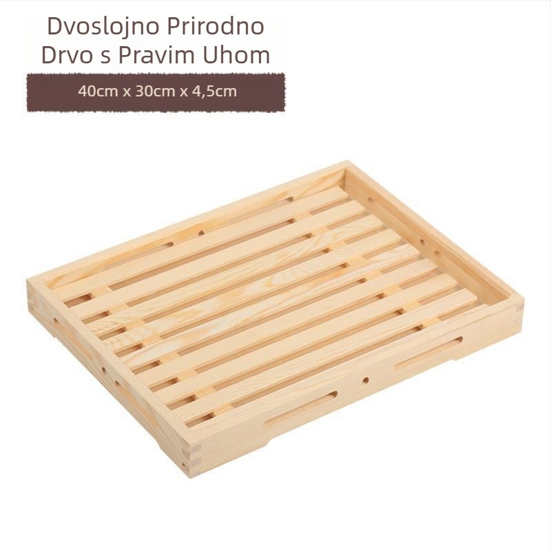 Drveni plitki pladanj za izlaganje, kvadratnog oblika, ručno oslikana površina, prilagodljiv logotip