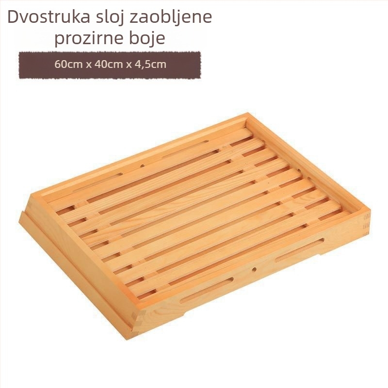 Drveni plitki pladanj za izlaganje, kvadratnog oblika, ručno oslikana površina, prilagodljiv logotip