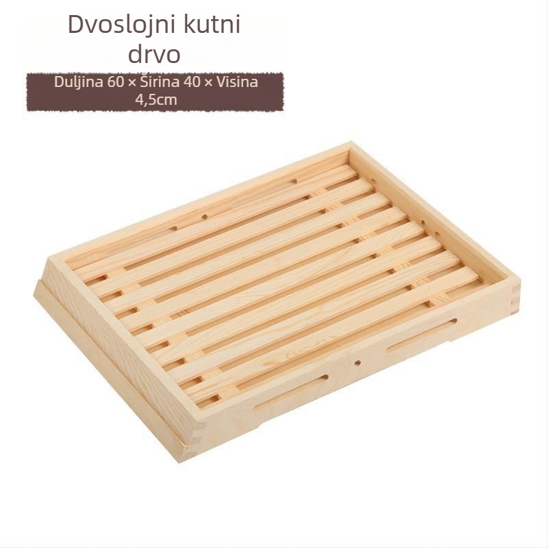 Drveni plitki pladanj za izlaganje, kvadratnog oblika, ručno oslikana površina, prilagodljiv logotip