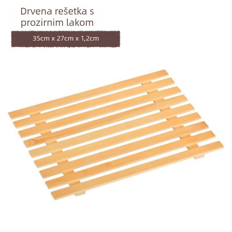 Drveni plitki pladanj za izlaganje, kvadratnog oblika, ručno oslikana površina, prilagodljiv logotip