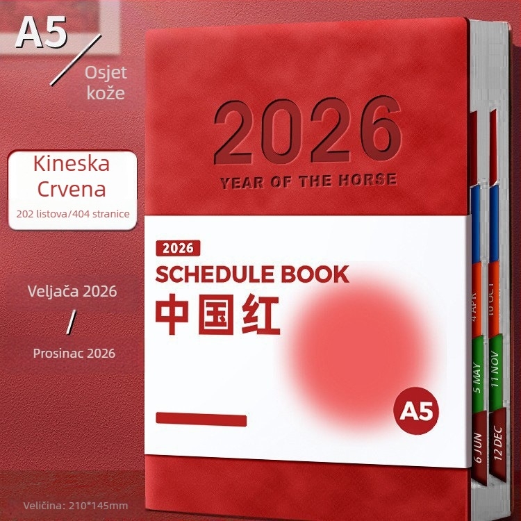 Tjedni planer s PU koricom, bežično povezivanje, Dowling papir, više od 400 stranica