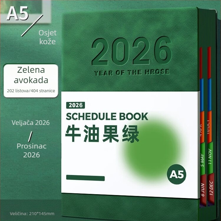 Tjedni planer s PU koricom, bežično povezivanje, Dowling papir, više od 400 stranica