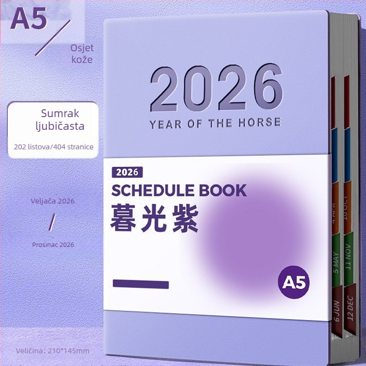 Tjedni planer s PU koricom, bežično povezivanje, Dowling papir, više od 400 stranica