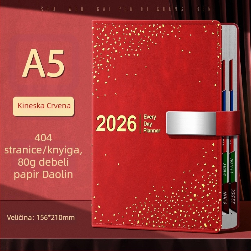 Tjedni planer s PU koricom, bežično povezivanje, Dowling papir, više od 400 stranica