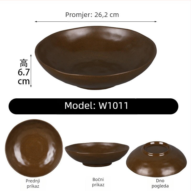 Ploški tanjur, okrugli tanjur od melamina, za govedinu, s prilagodljivim logotipom, nije pogodna za mikrovalnu