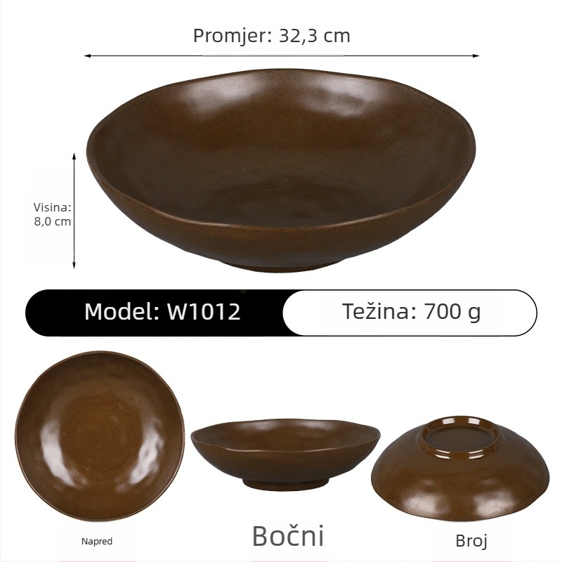 Ploški tanjur, okrugli tanjur od melamina, za govedinu, s prilagodljivim logotipom, nije pogodna za mikrovalnu