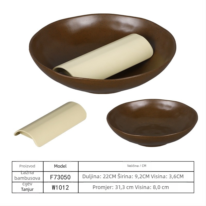 Ploški tanjur, okrugli tanjur od melamina, za govedinu, s prilagodljivim logotipom, nije pogodna za mikrovalnu