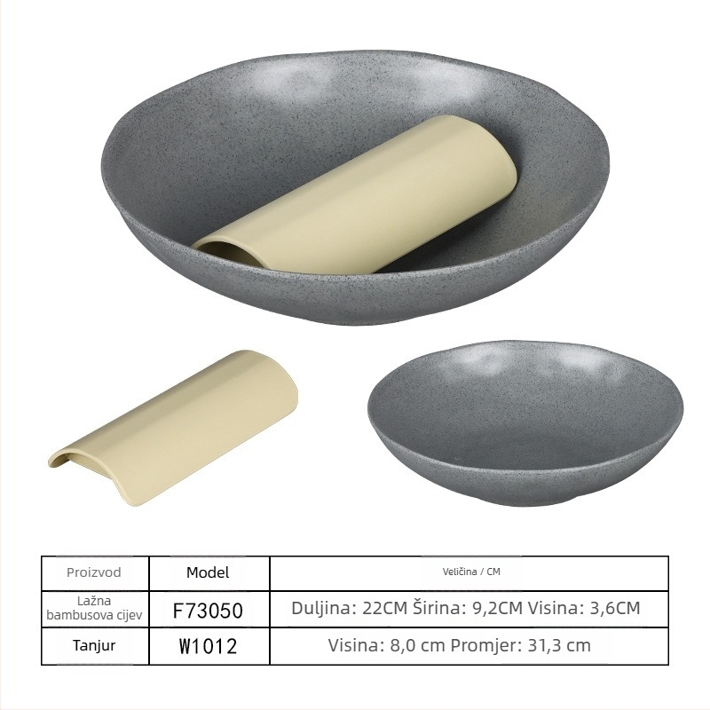 Ploški tanjur, okrugli tanjur od melamina, za govedinu, s prilagodljivim logotipom, nije pogodna za mikrovalnu