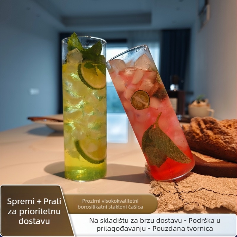 Šalica - borosilikatno staklo, otporno na visoke temperature, moderni minimalistički stil, okrugli oblik, bez ručke