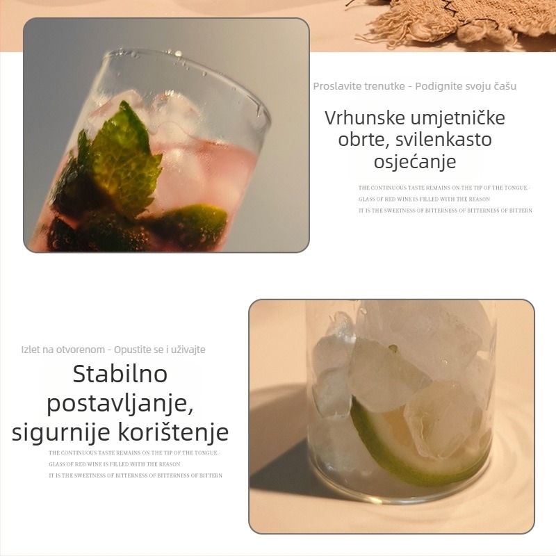 Šalica - borosilikatno staklo, otporno na visoke temperature, moderni minimalistički stil, okrugli oblik, bez ručke