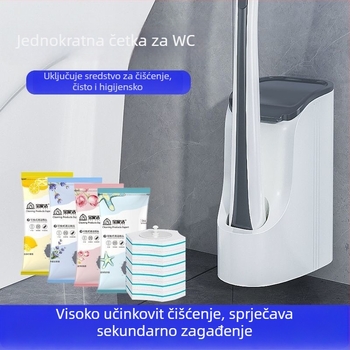 Set četkica za WC, jednokratna, duga ručka, zidni držač, lagana plastika