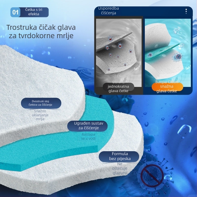 Set četkica za WC, jednokratna, duga ručka, zidni držač, lagana plastika