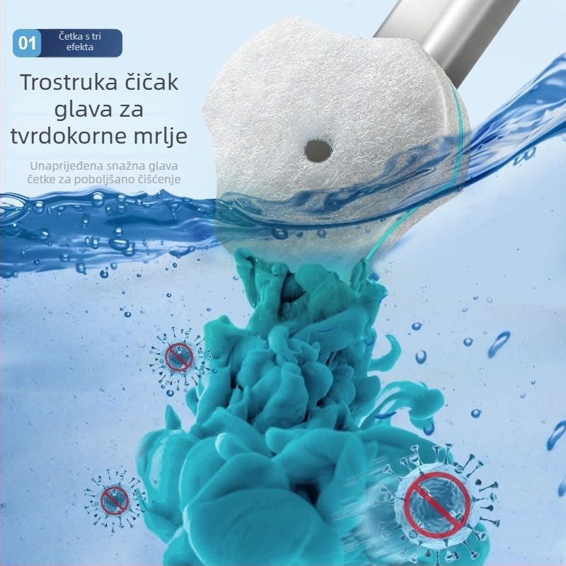 Set četkica za WC, jednokratna, duga ručka, zidni držač, lagana plastika