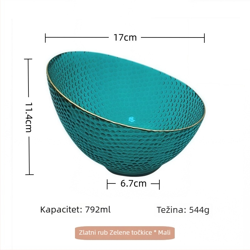 Set staklenih zdjela s zlatnim prugama, elegantan dizajn, za voće, povrće, salate i začine