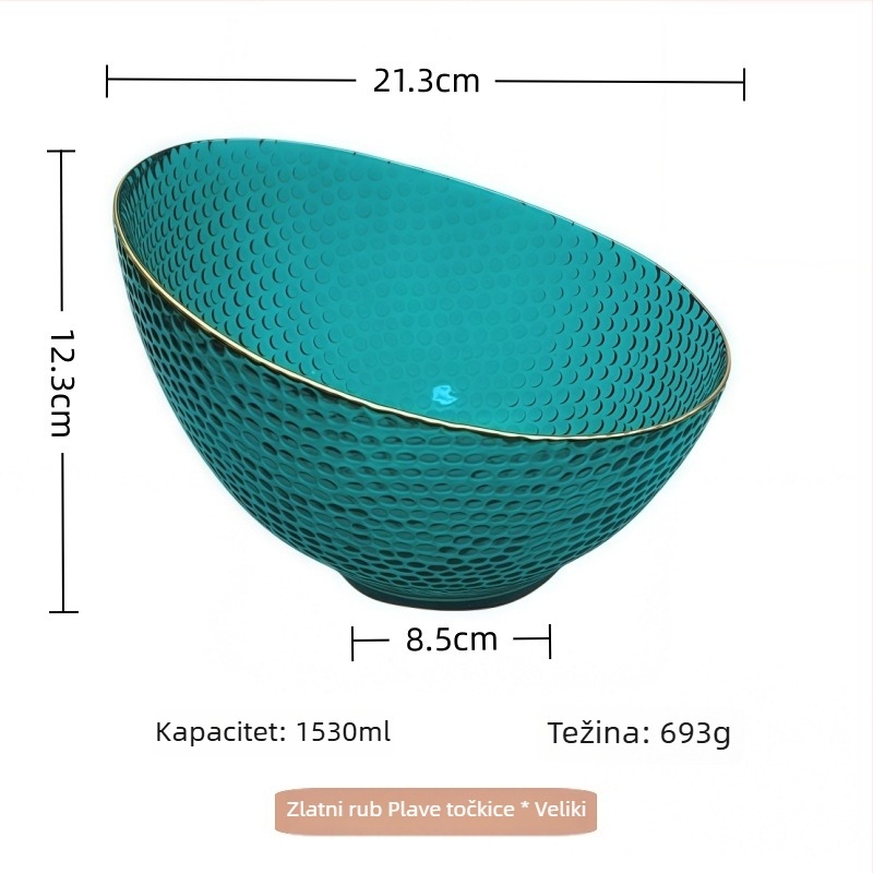 Set staklenih zdjela s zlatnim prugama, elegantan dizajn, za voće, povrće, salate i začine