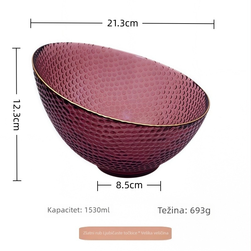 Set staklenih zdjela s zlatnim prugama, elegantan dizajn, za voće, povrće, salate i začine