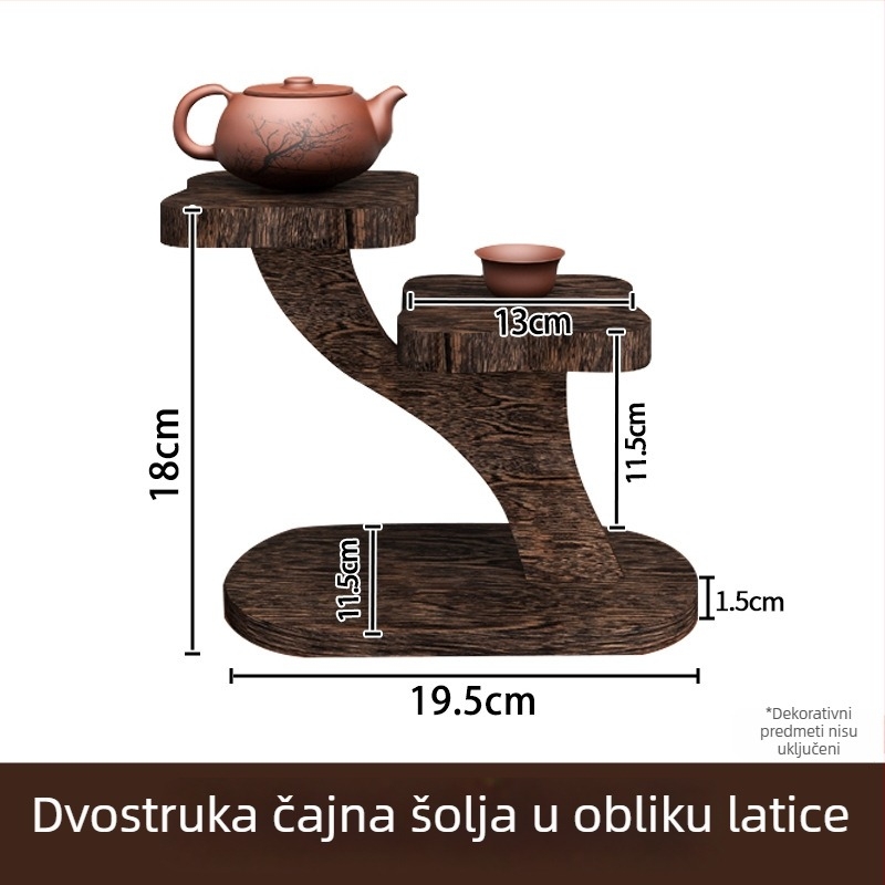 Drveni 3-slojni stolni stalak za kozmetiku i čaše, sklopiv i prenosiv