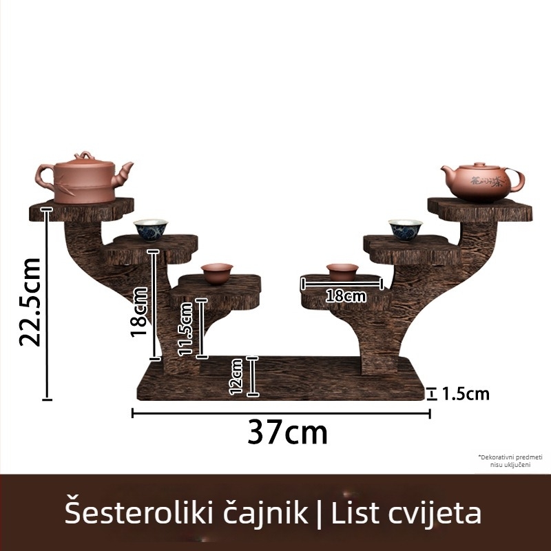 Drveni 3-slojni stolni stalak za kozmetiku i čaše, sklopiv i prenosiv