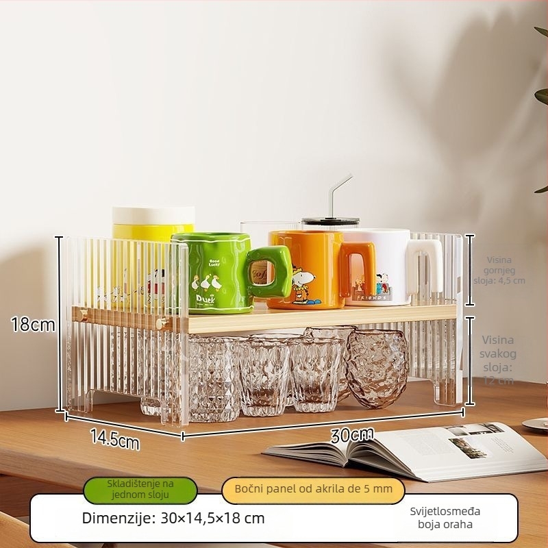 Plastični stolni organizator za čaše, 3-slojni stalak za čaše i čajni set, jednostavan modern stil
