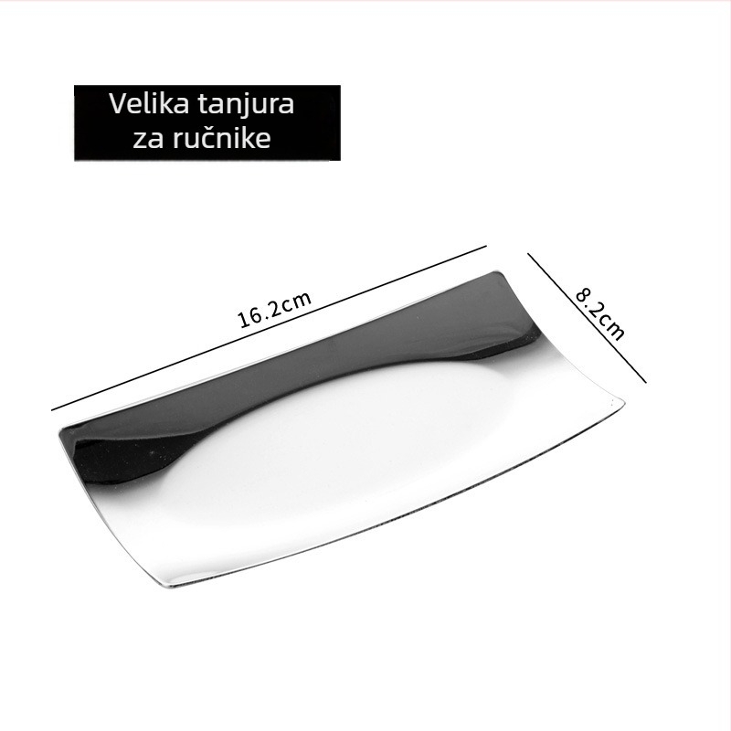 Nerđajući čelični tanjur za salvete i užinu, kvadratni oblik, elektroplirano završna obrada, mogućnost tiska logotipa, mikrovalna kompatibilan