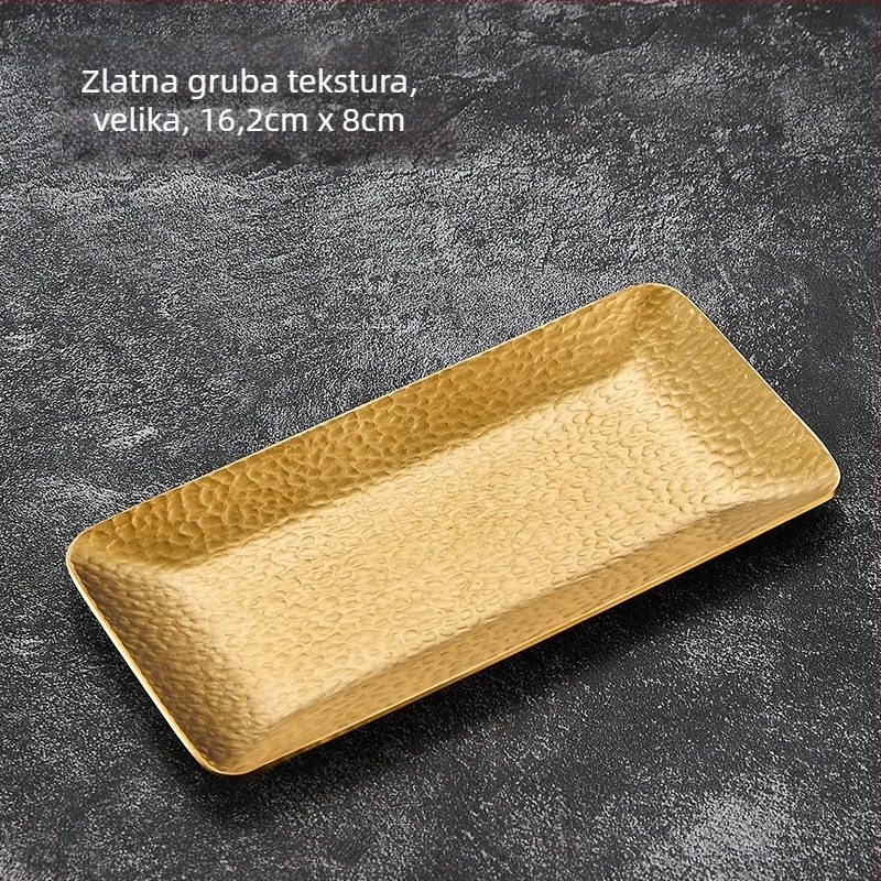 Nerđajući čelični tanjur za salvete i užinu, kvadratni oblik, elektroplirano završna obrada, mogućnost tiska logotipa, mikrovalna kompatibilan