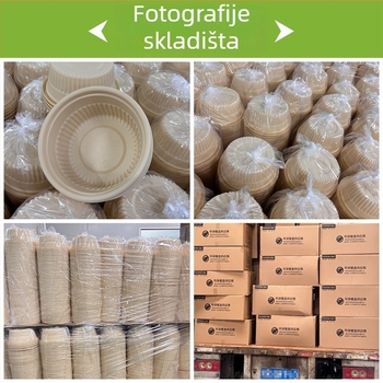 Biodegradabilna kutija za ručak od kukuruznog škroba, okrugla, kapacitet 450 ml, s čvrstim poklopcem