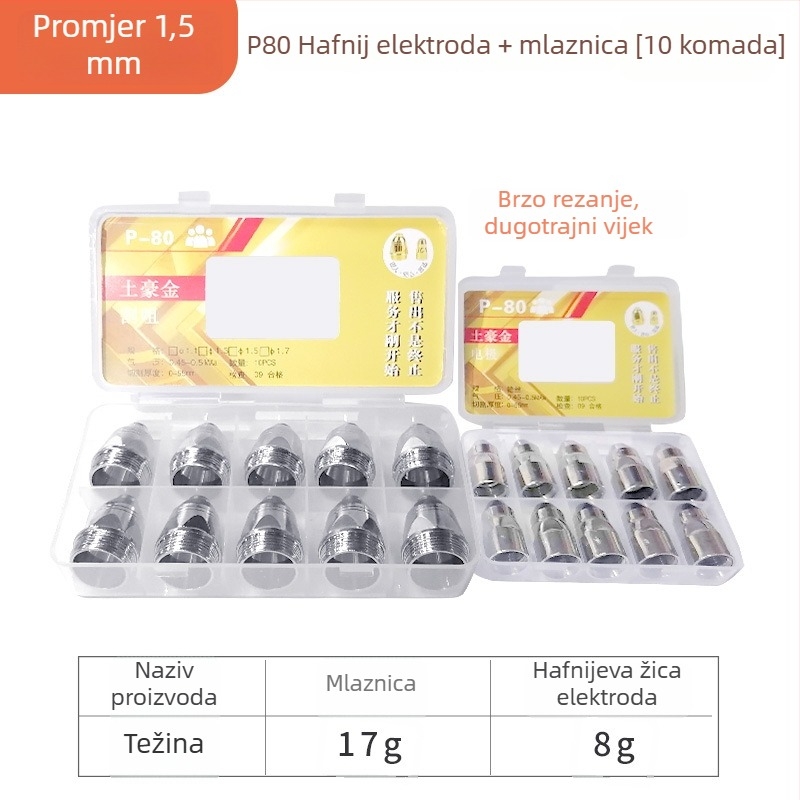 CNC plazma plamenik za rezanje – P80 hafnijski žica, mlaznica, elektroda, pribor za plamenik