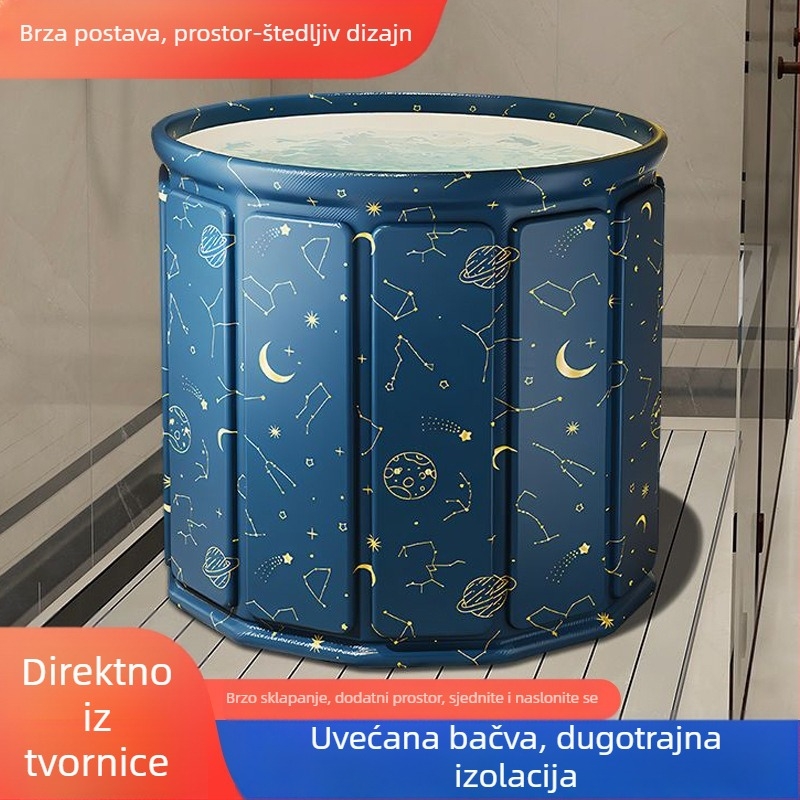 Sklopiva kada za odrasle – prijenosna, cjelovita kupka, bez poklopca; materijali: vodootporna tkanina, Pearl Cotton, kompozitna ploča, PVC