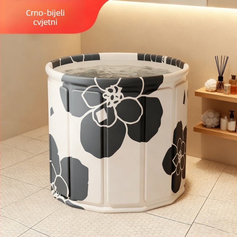 Sklopiva kada za odrasle – prijenosna, cjelovita kupka, bez poklopca; materijali: vodootporna tkanina, Pearl Cotton, kompozitna ploča, PVC