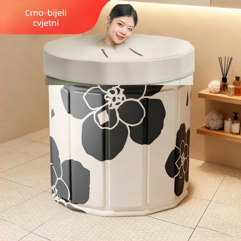 Sklopiva kada za odrasle – prijenosna, cjelovita kupka, bez poklopca; materijali: vodootporna tkanina, Pearl Cotton, kompozitna ploča, PVC