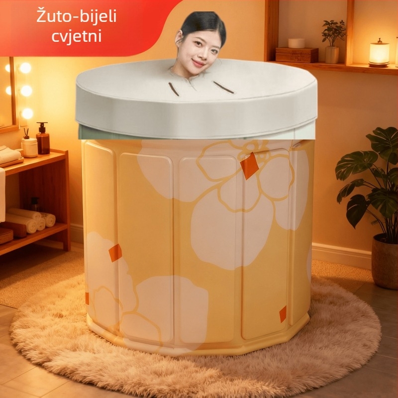 Sklopiva kada za odrasle – prijenosna, cjelovita kupka, bez poklopca; materijali: vodootporna tkanina, Pearl Cotton, kompozitna ploča, PVC