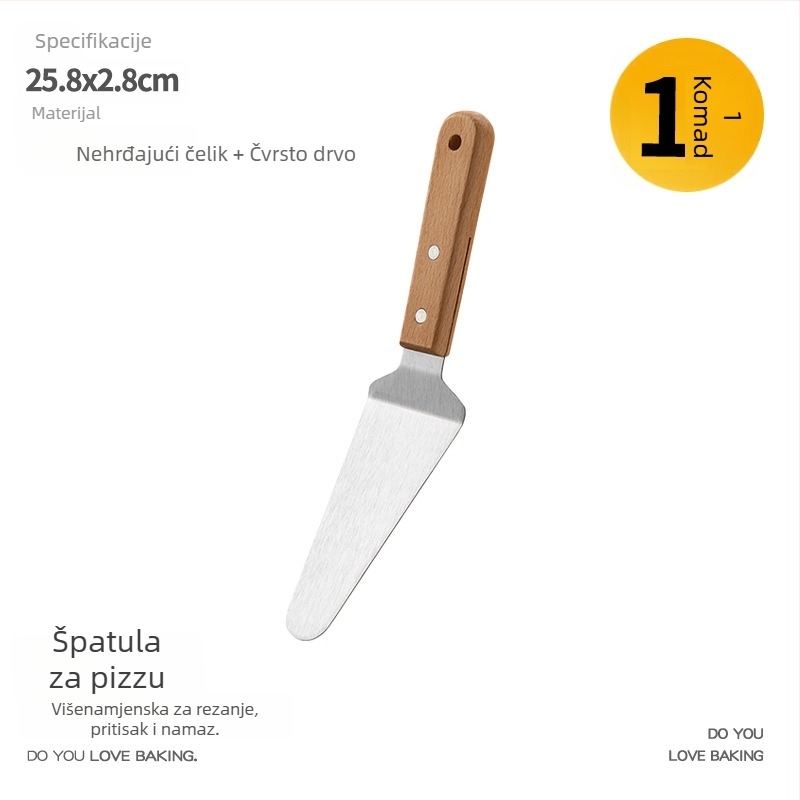 Gu yi špachtla za prženje od nehrđajućeg čelika s drvenom držačem – Teppanyaki stil, kuhinjska špachtla, mogućnost tiskanja logotipa