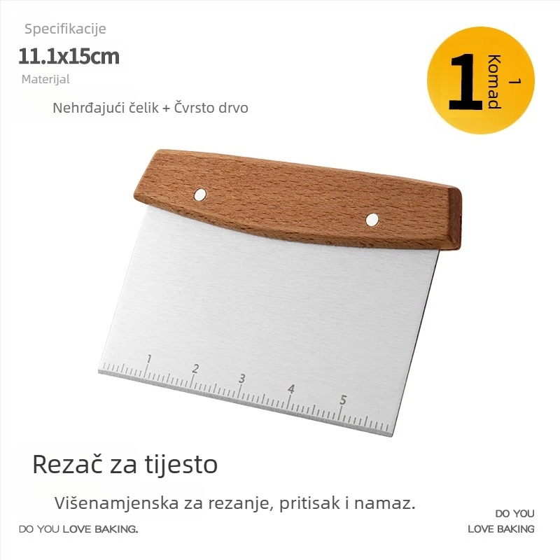 Gu yi špachtla za prženje od nehrđajućeg čelika s drvenom držačem – Teppanyaki stil, kuhinjska špachtla, mogućnost tiskanja logotipa