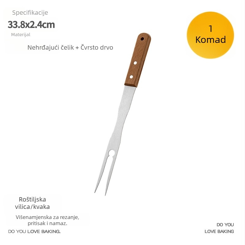 Gu yi špachtla za prženje od nehrđajućeg čelika s drvenom držačem – Teppanyaki stil, kuhinjska špachtla, mogućnost tiskanja logotipa